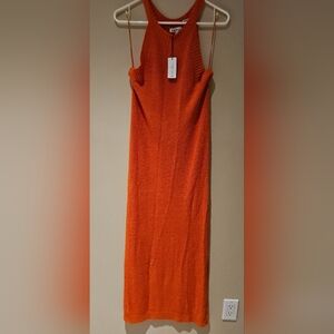 Orange halter dress with tags